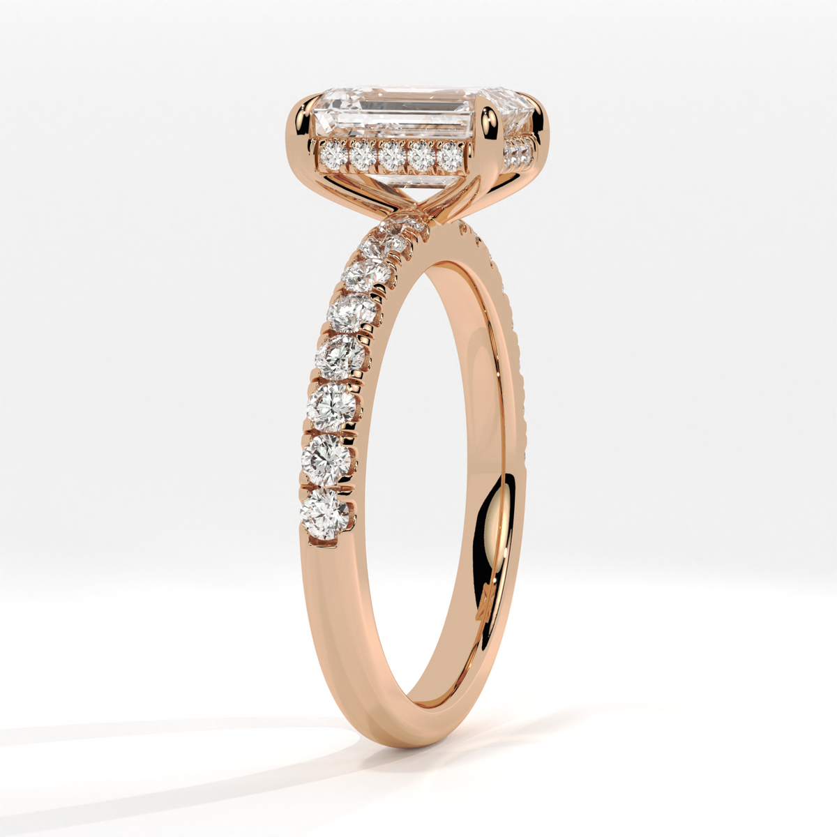 Valencia emerald-cut diamond ring – Rose gold