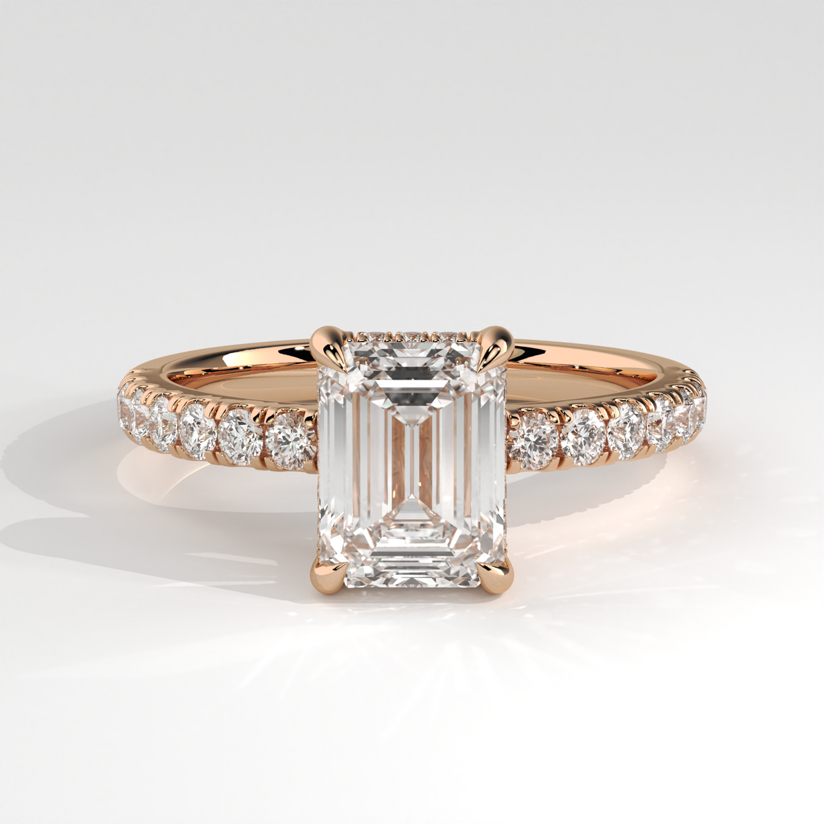 Valencia emerald-cut diamond ring – Rose gold