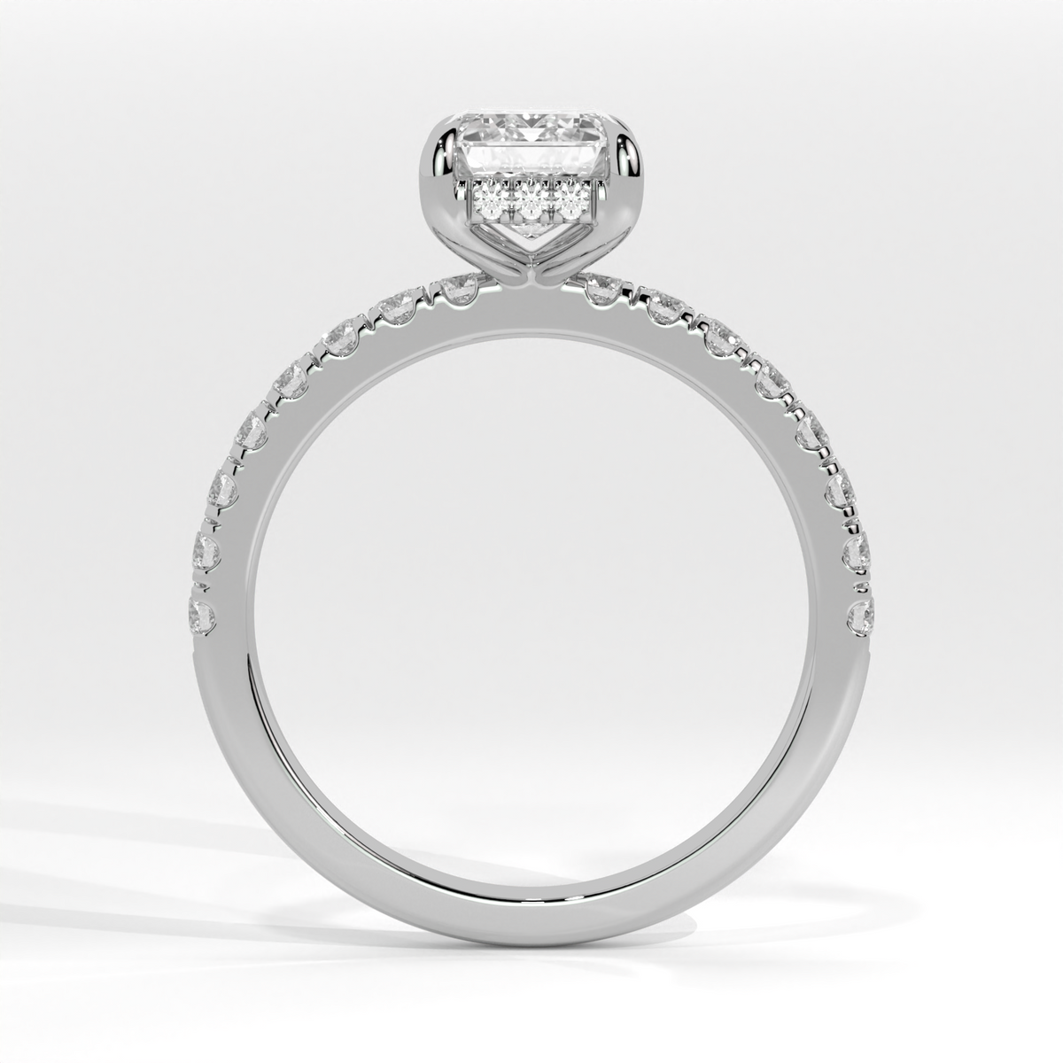 Valencia emerald-cut diamond ring – White gold, platinum or silver