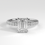 Valencia emerald-cut diamond ring – White gold, platinum or silver