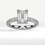 Valencia emerald-cut diamond ring – White gold, platinum or silver