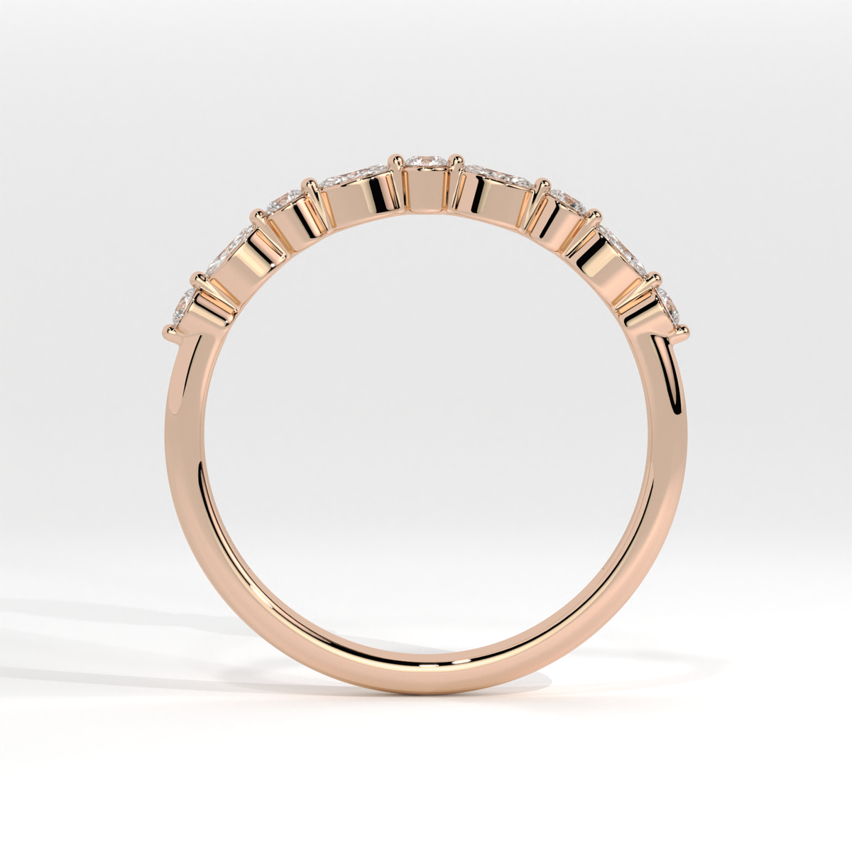 Alternating Round and Marquise Diamond Eternity Band - Rose Gold 