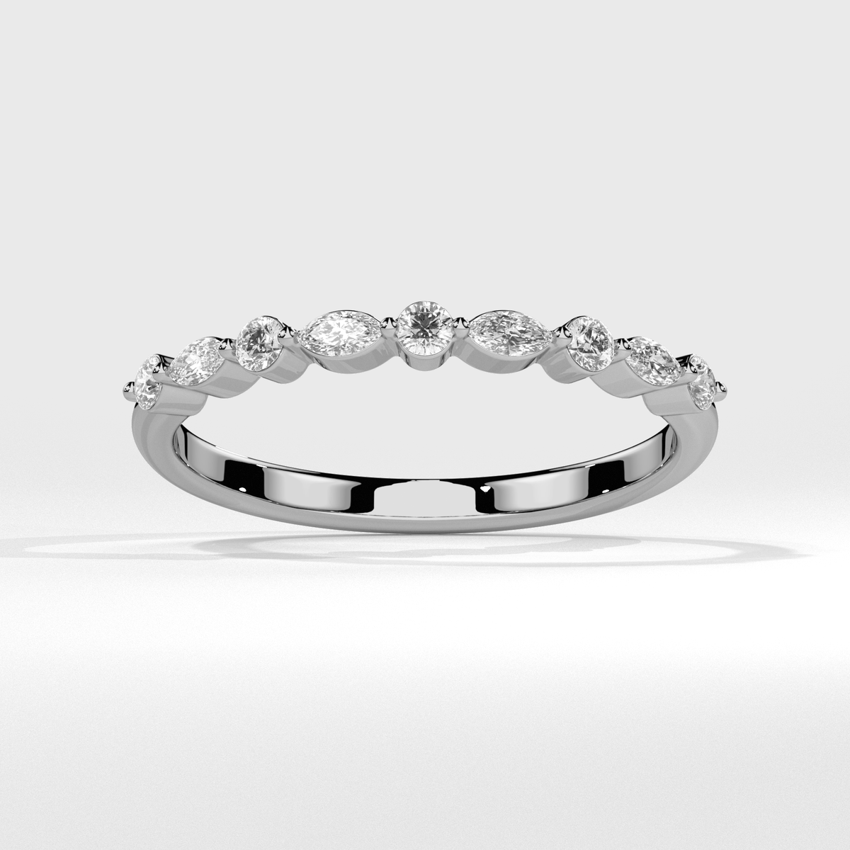 Alternating Round and Marquise Diamond Eternity Band - View 4 