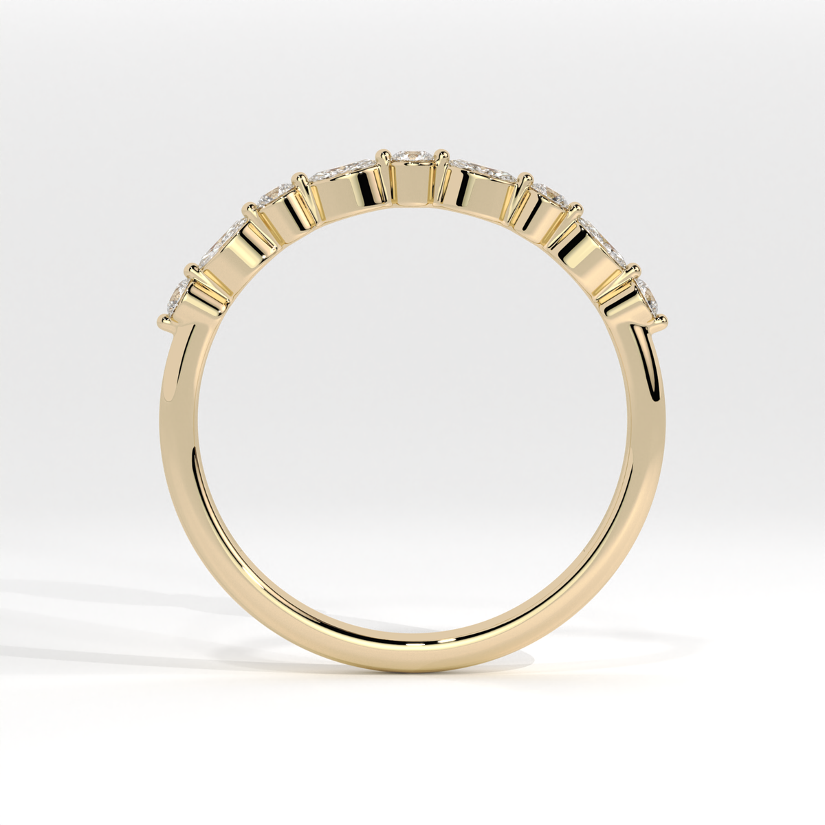 Alternating Round and Marquise Diamond Eternity Band - Yellow Gold 