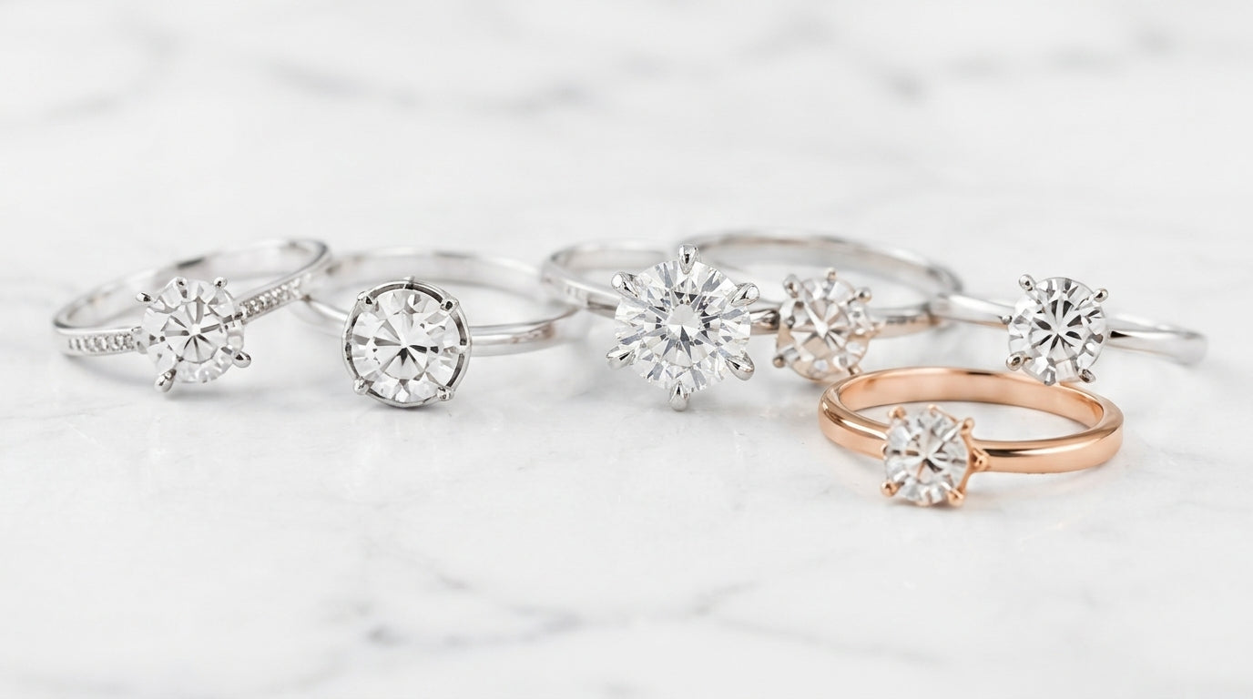 Different diamond ring settings