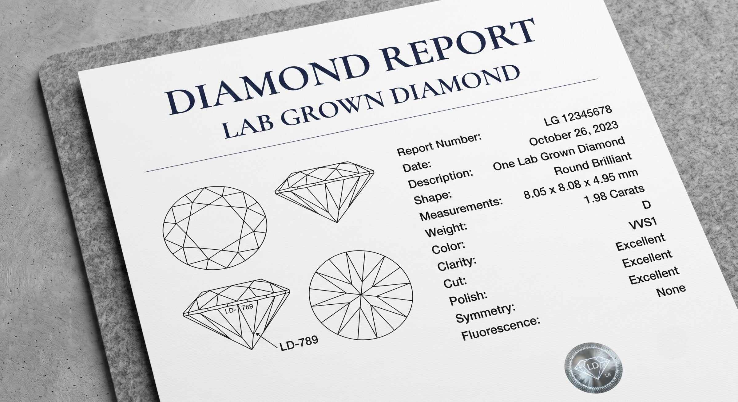 Lab grown diamond certification