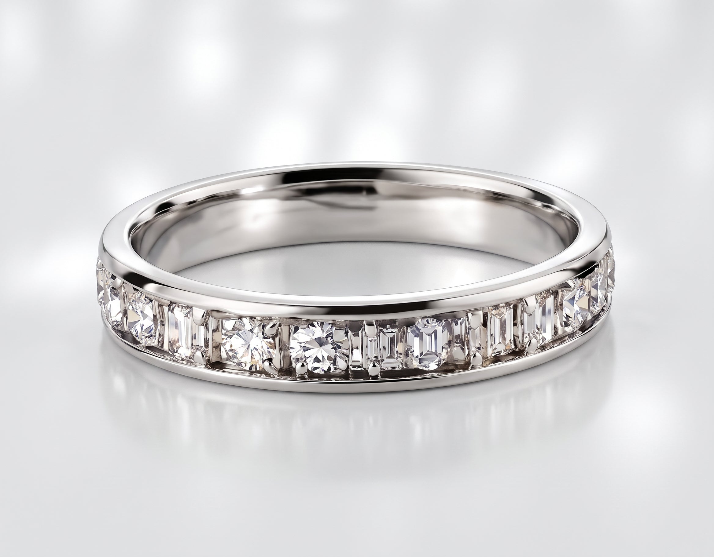 Channel set wedding band