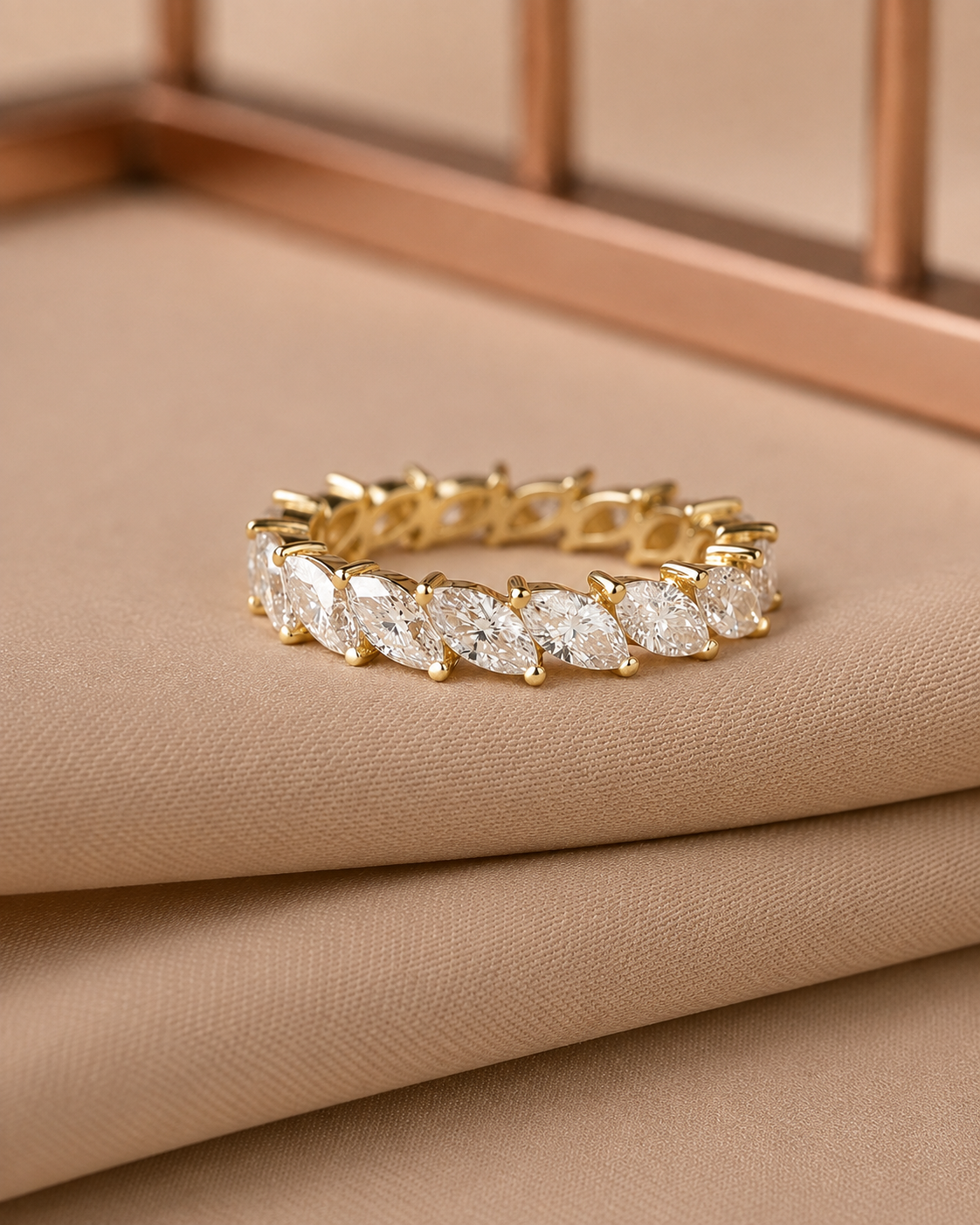 Marquise Diamond Eternity Band in Yellow Gold